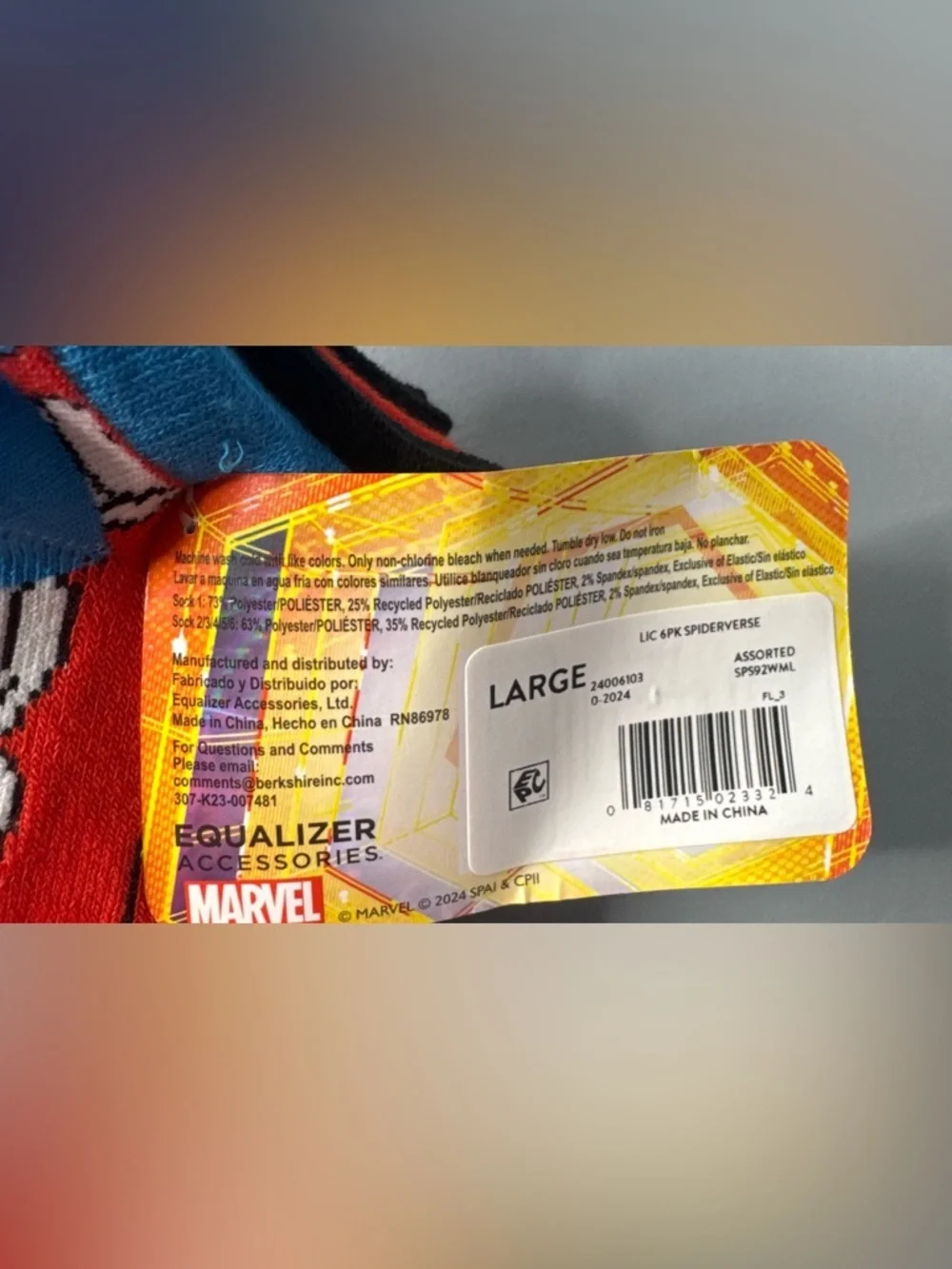 Spiderman across the spider-verse themed character socks miles morales 6-pack